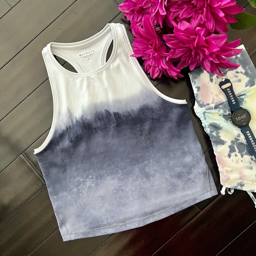 Athleta Shanti Crop Watercolor Tank Size S